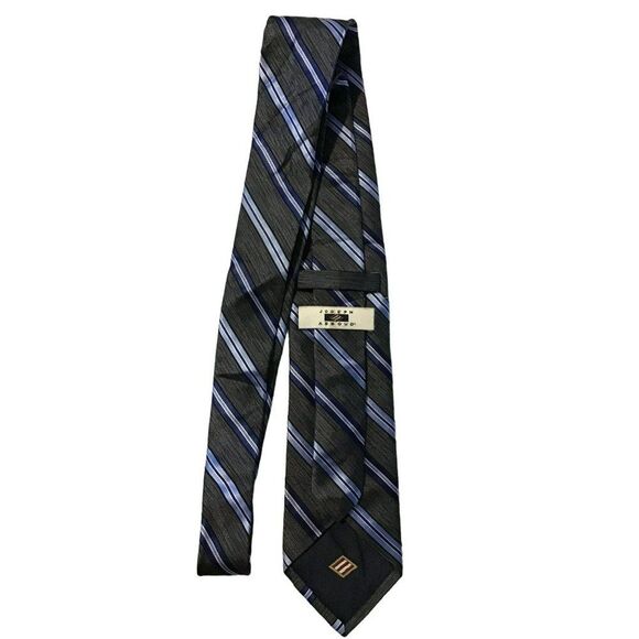 5/$10 Joseph Abboud Long Silk Tie Black Blue Stripes - Picture 2 of 4